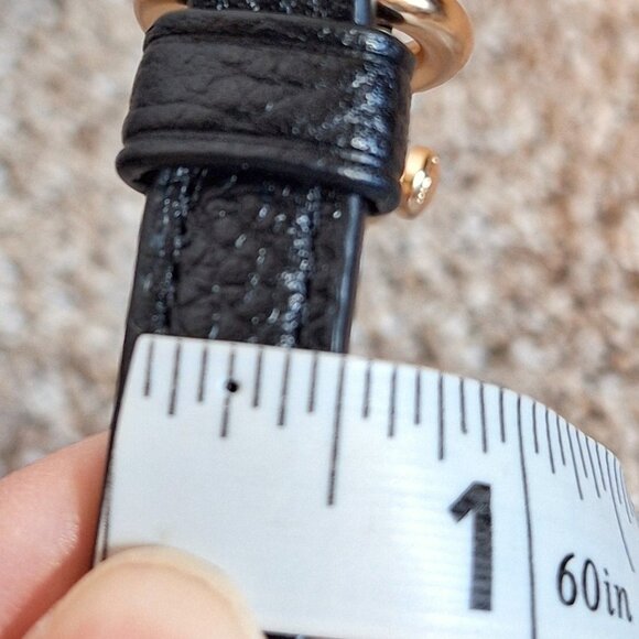 Coach Black Pebbled Leather 0.5" X 45" Strap Gold Tone Lobster Clasps - Picture 6 of 7